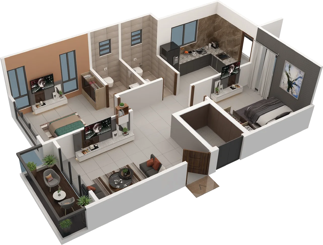 2 BHK home floor plan