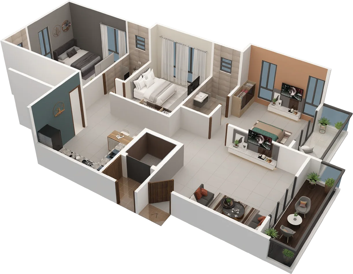 3 BHK home floor plan