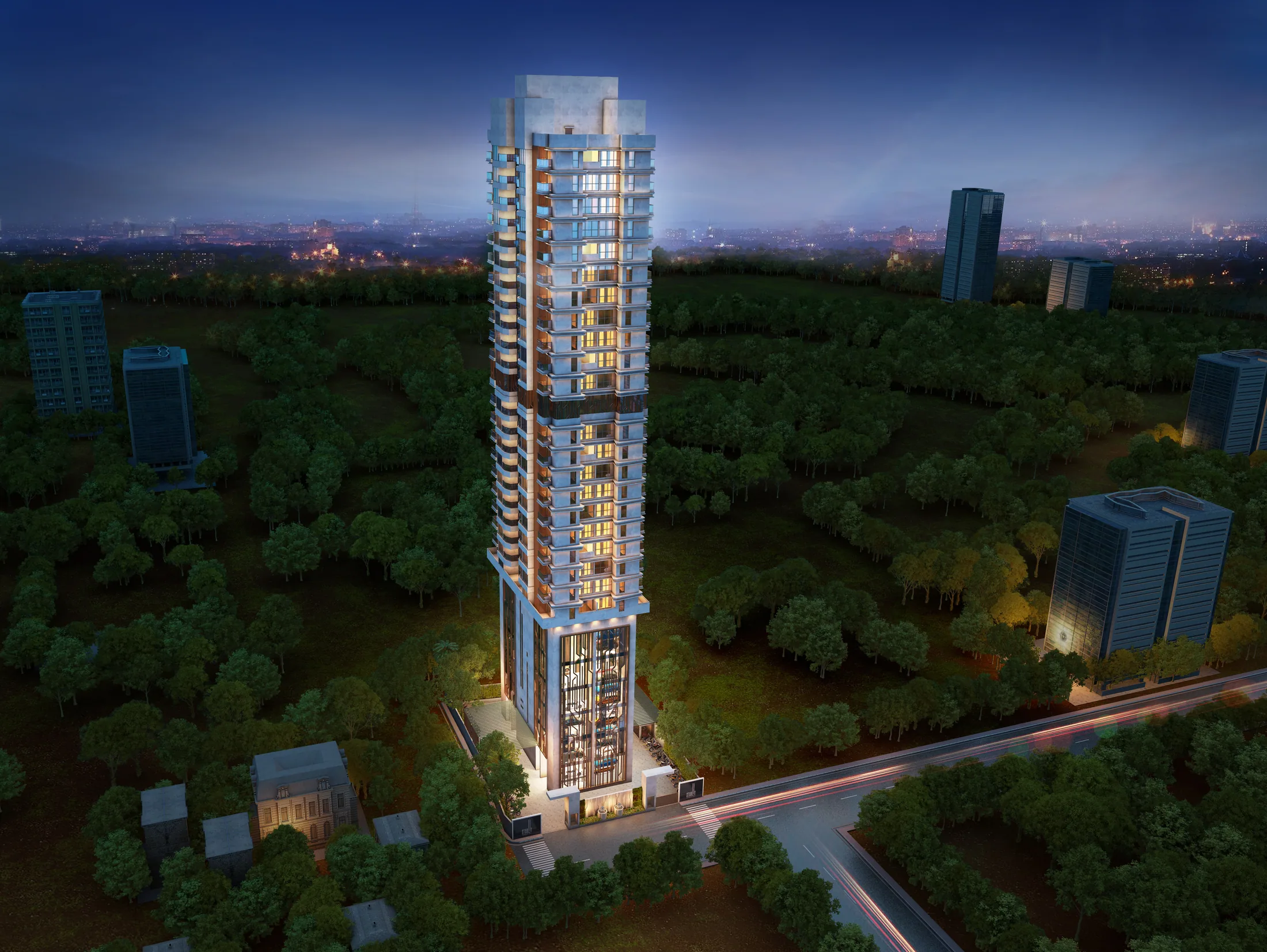 Starlit architectural overview