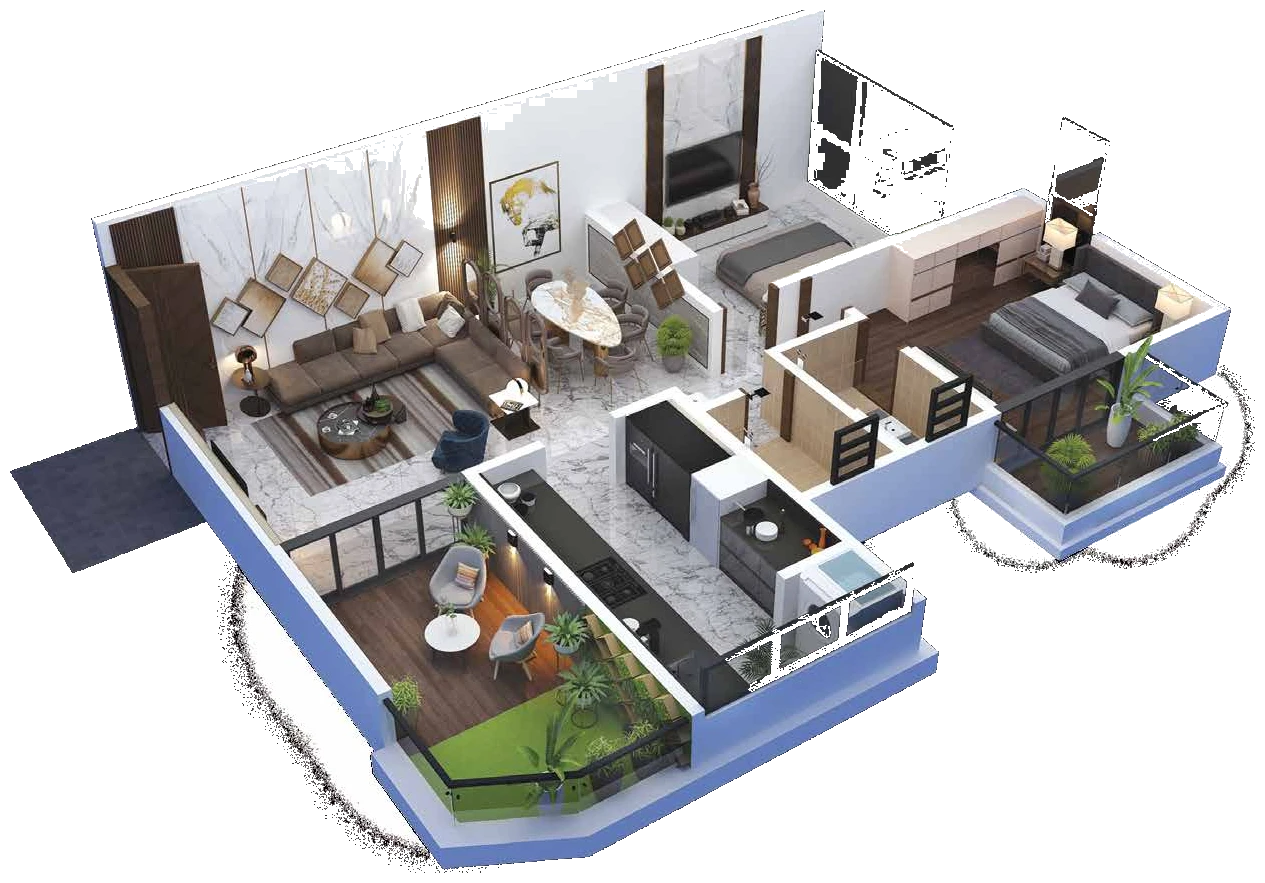 2 BHK residence plan